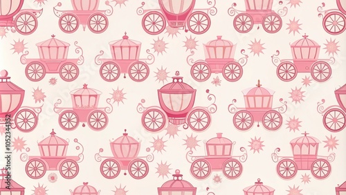 Cute Baby Clipart with Pink Carriage for Princesses - Perfect for Nursery Decor and Children's Designs