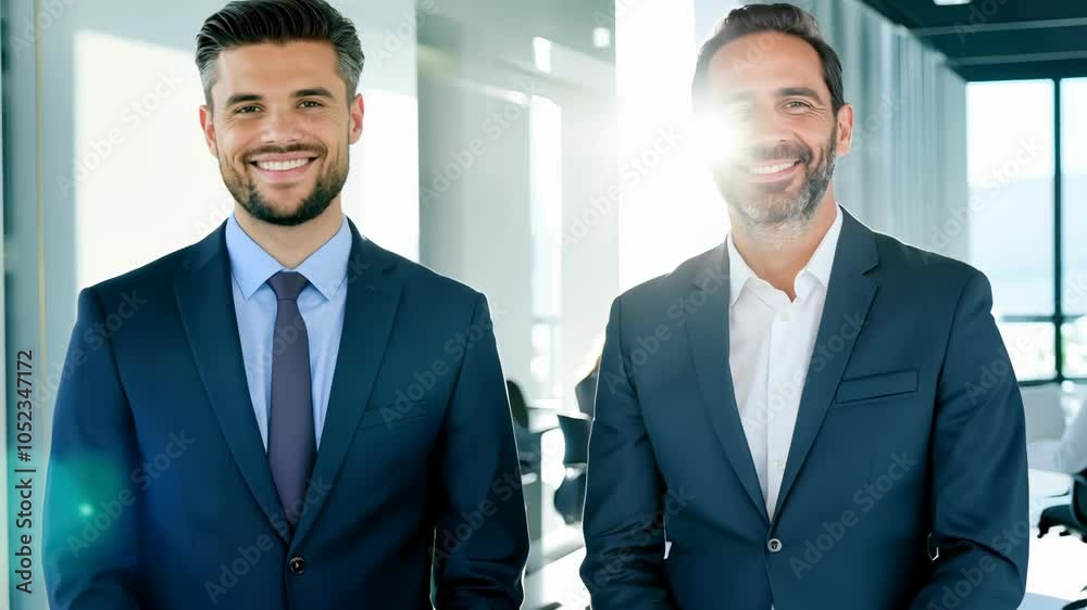 Professional business team in modern office setting with natural light, 4k video Professional business team in modern office setting with natural light, 4k video