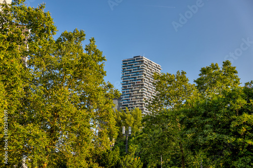 europe,architecture,cityscape,travel,tourism,tourist,skyscraper,shopping,finance,modern,financial district,tower,business,pedestrian,european central bank,riverbank,business finance and industry,downt photo