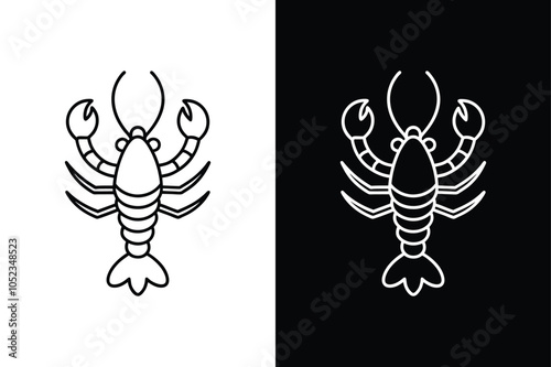 Lobster black lineout icon isolated on white background