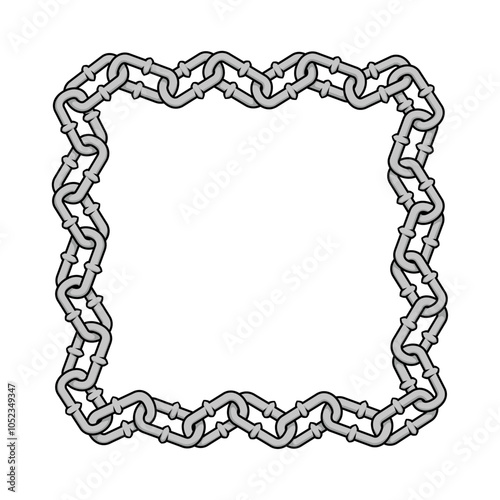 Metal chain in shape of a square.