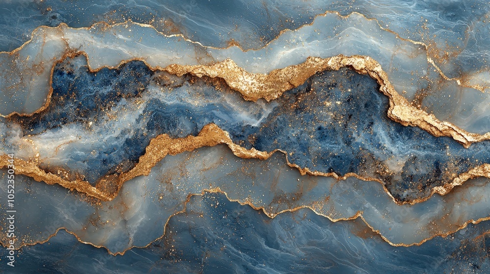 Abstract blue and gold marbled texture with flowing patterns. Abstract blue and gold marbled texture with flowing patterns.
