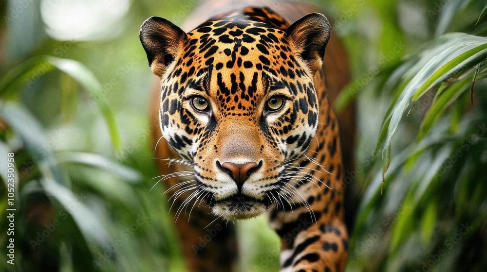 Obraz premium Jagua prowls through the Amazon undergrowth