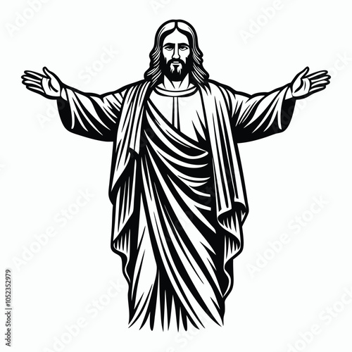 full body christ on white background