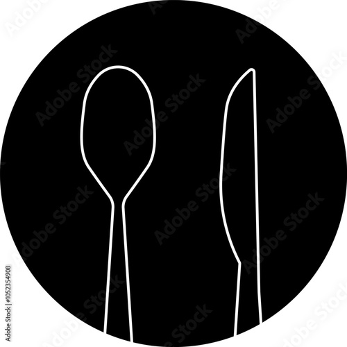 Restaurant icon hotel vector black and white color. Cutlery icon. Spoon, knife, fork