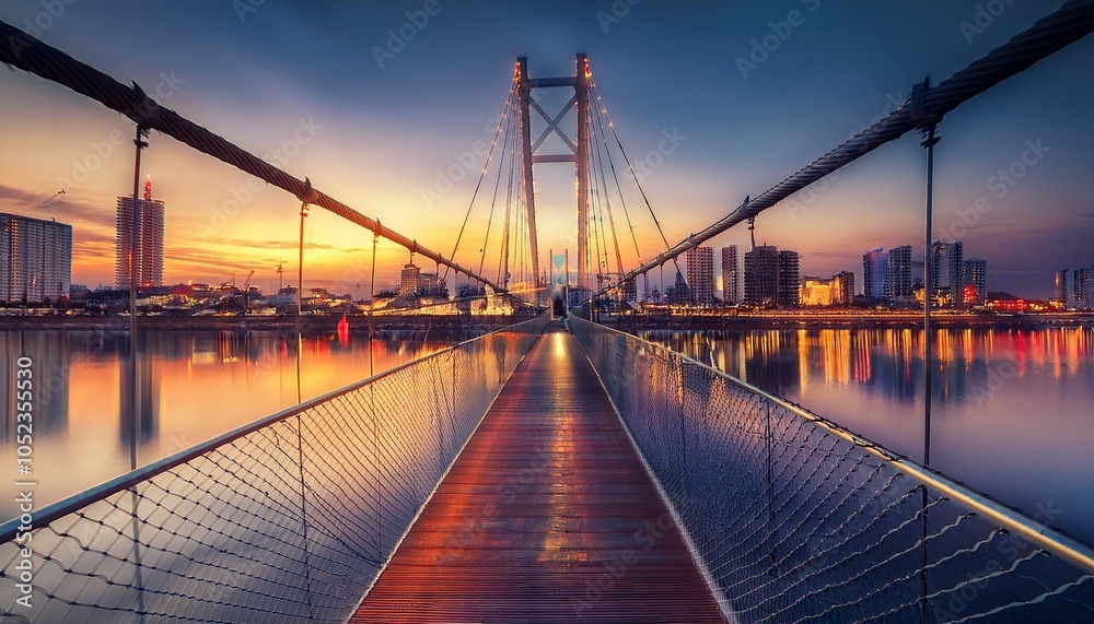 Fototapeta premium Puente sobre la la ciudad, estampa de viaje