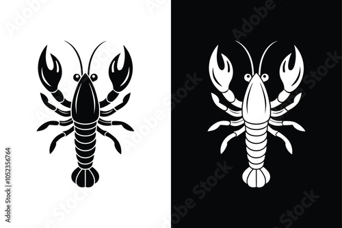 Lobster black lineout icon isolated on white background