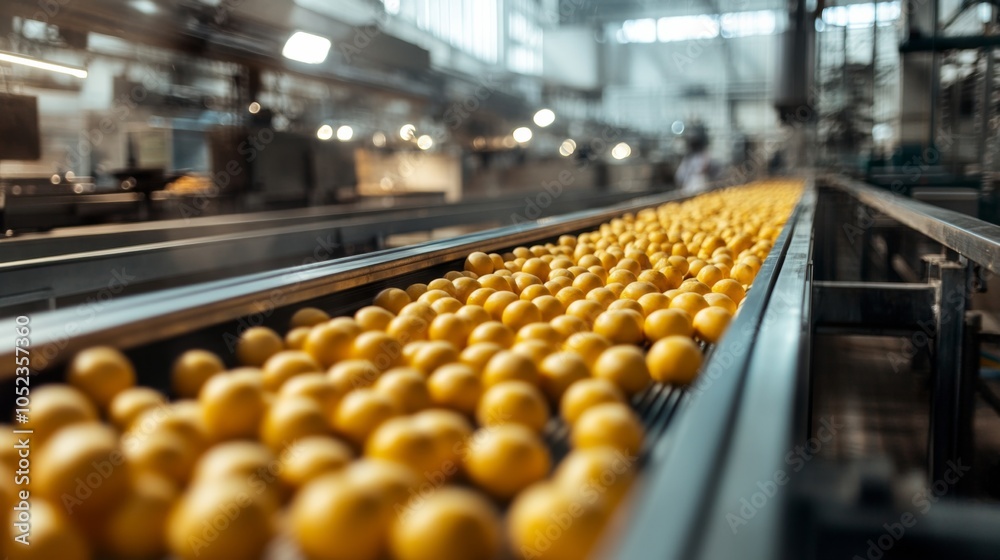 Fototapeta premium Food processing line with conveyor belt 