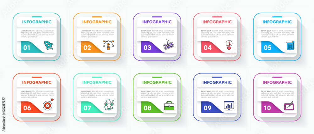 Infograph elements. Step chart. Info banner layout with graphic diagrams. Workflow strategy scheme. Information graph from analysis to goal. Business presentation timeline vector design