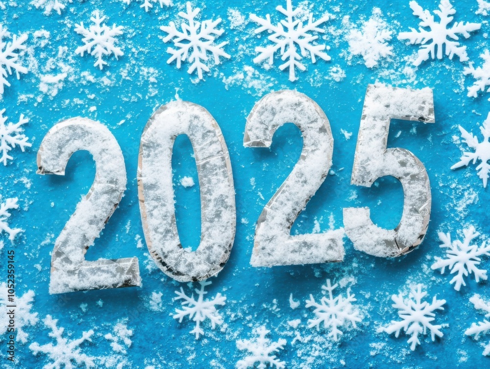 Snowy 2025 Celebration with Snowflakes Background Snowy 2025 Celebration with Snowflakes Background