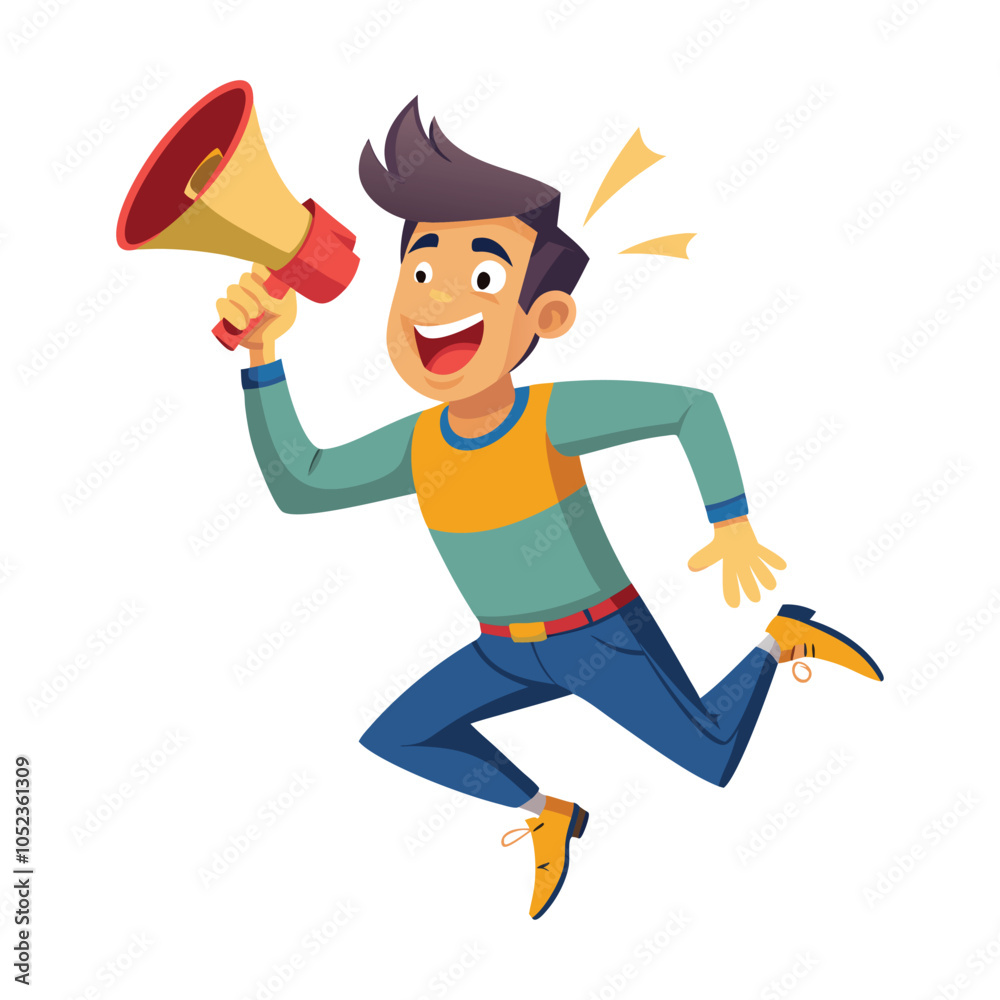 vector funny portrait of an emotional jumping vector funny portrait of an emotional jumping