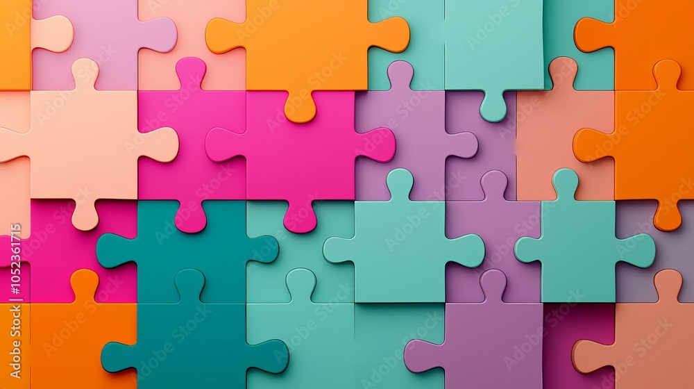 Colorful puzzle pieces merging into a bright abstract landscape, dynamic background with vibrant gradients, innovative concept ,3d illustration Colorful puzzle pieces merging into a bright abstract landscape, dynamic background with vibrant gradients, innovative concept ,3d illustration