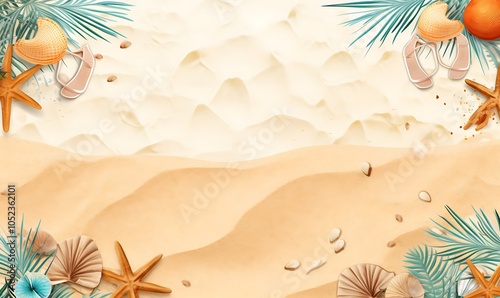 Summer Beach Paradise: Tropical Getaway Illustration  photo