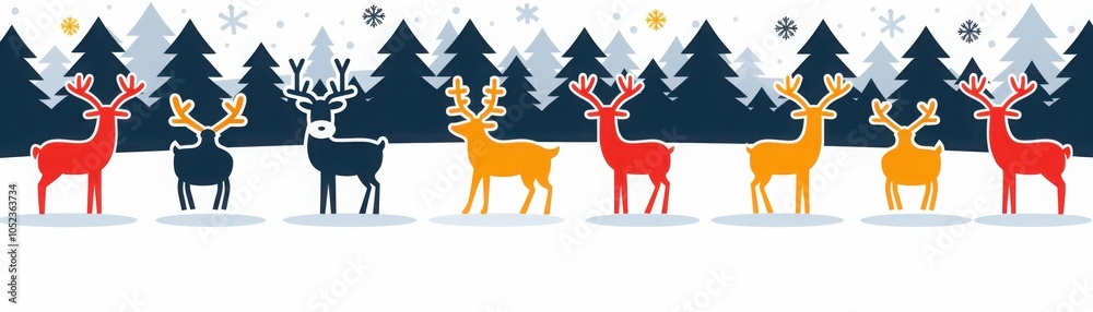Fototapeta premium Whimsical Reindeer in Pastel Colors with Antlers