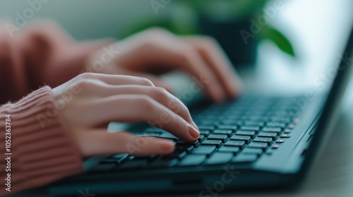 Minimalist Workspace with a Person Typing on Keyboard