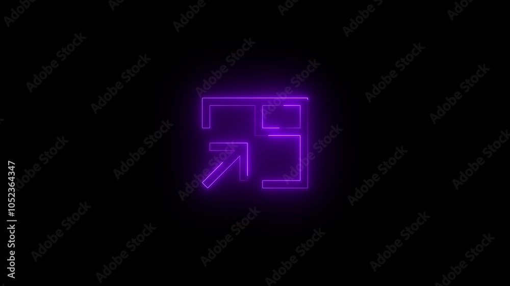 Neon mini contract mirrored icon glowing black background animation Neon mini contract mirrored icon glowing black background animation