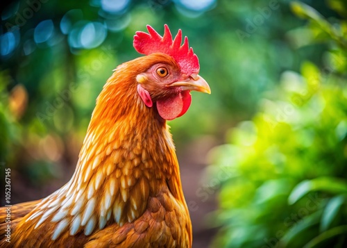 Elegant Padovana Chicken Portrait with Long Peak in Natural Setting - Farm Animal Photography photo