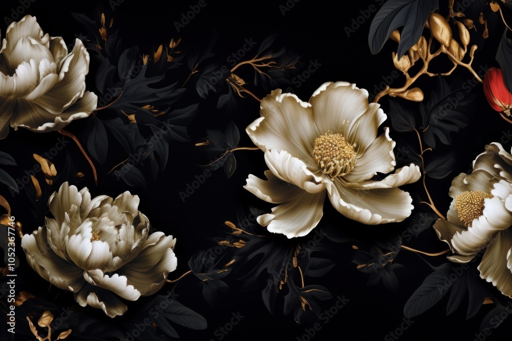 Black background pattern flower plant. Black background pattern flower plant.