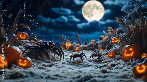 An Eerie Island Halloween Featuring Gecarcinus Quadratus by the Beach photo