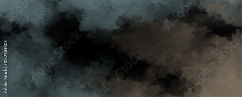 Light blue and brown smoke on black watercolor background for your design, watercolor background victor concept. pattern interior surface. White wall with scratches. Colorful watercolor background.