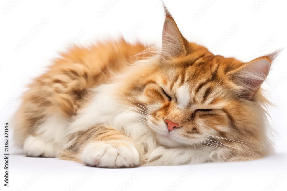 Fototapeta premium Cat maine-coon sleeping mammal animal.