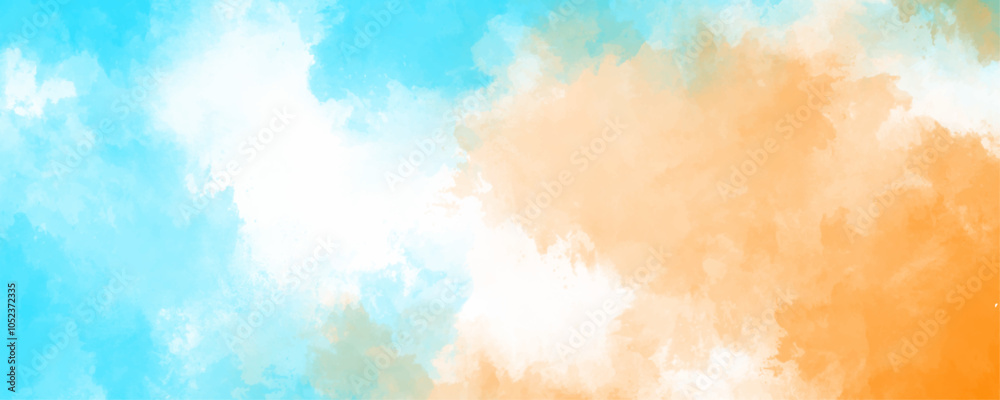 Fototapeta premium Abstract watercolor background with pastel colors soft texture and dreamy effect. Beautiful sunny day soft light clouds blur background. Air clouds in the pastel sky. Pastel backdrop in the air.