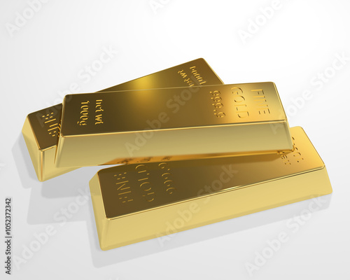 Stack of shiny gold bars. 3d illustration.