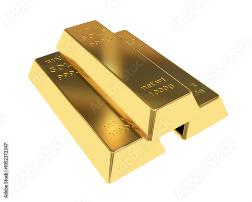Stack of shiny gold bars. 3d illustration.