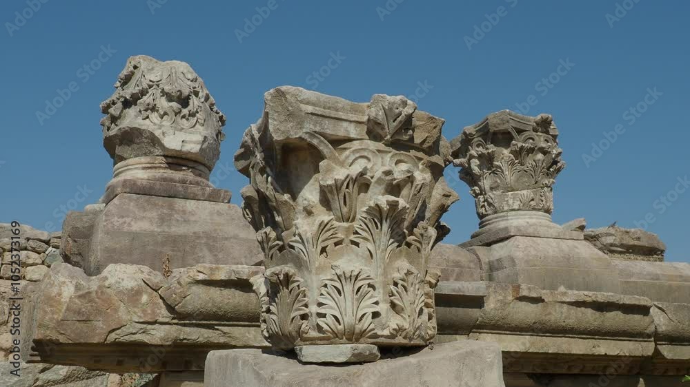Magnesia Ancient City ruins on Maeander, an ancient Greek city in Ionia. Aydin, Turkey. Magnesia Ancient City ruins on Maeander, an ancient Greek city in Ionia. Aydin, Turkey.
