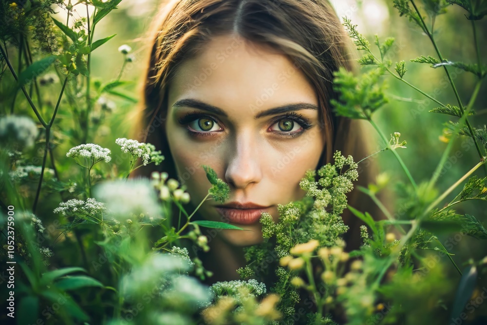 Face in Weeds Banner for Text Placement - Nature Background Image Face in Weeds Banner for Text Placement - Nature Background Image