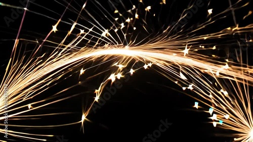 Wide shot festive starburst in arching motion
