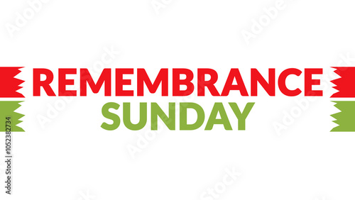 Remembrance Sunday text with side lines on a White background. Which is observed every year in November to celebrate and wish Remembrance Sunday.