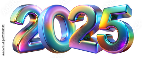 2025 new year sign with holographic digits