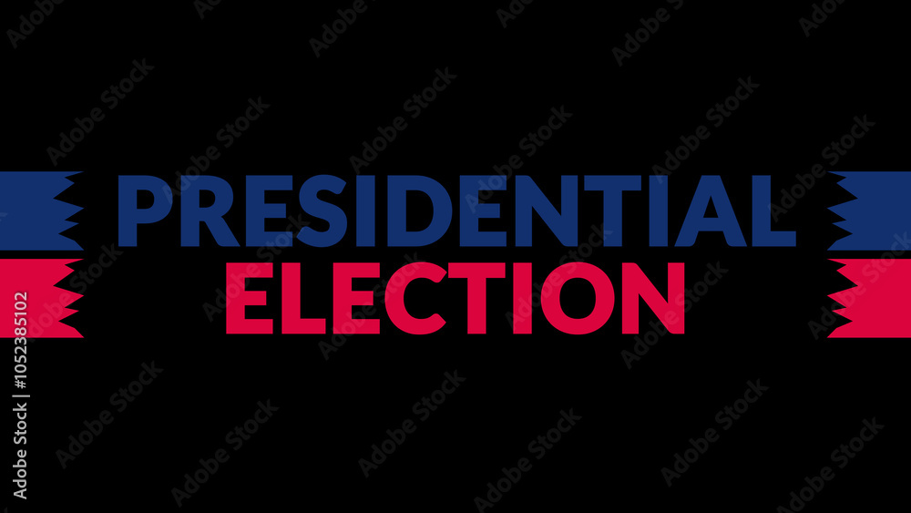 Obraz premium Presidential Election text with side lines on a black background.