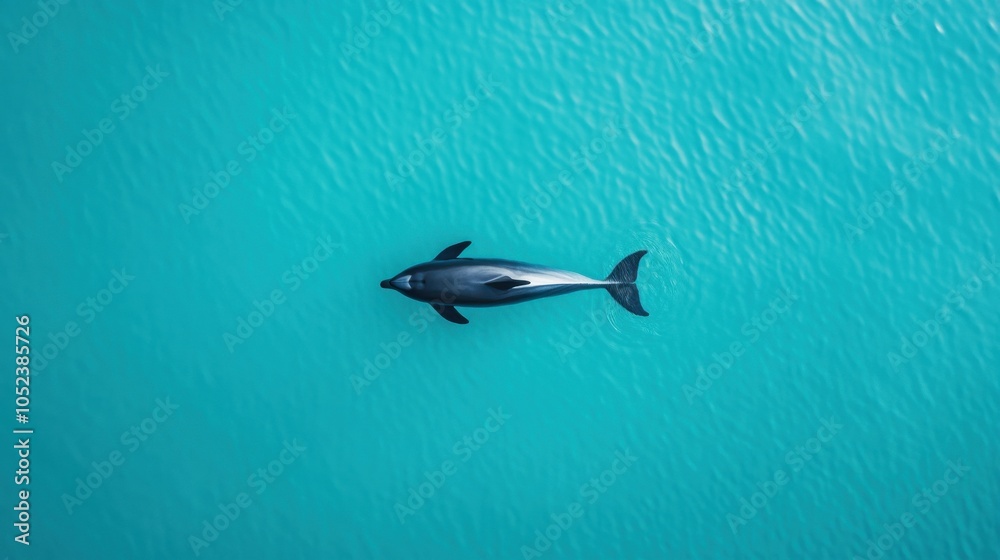 Obraz premium Aerial View of Dolphins Swimming in a Pod