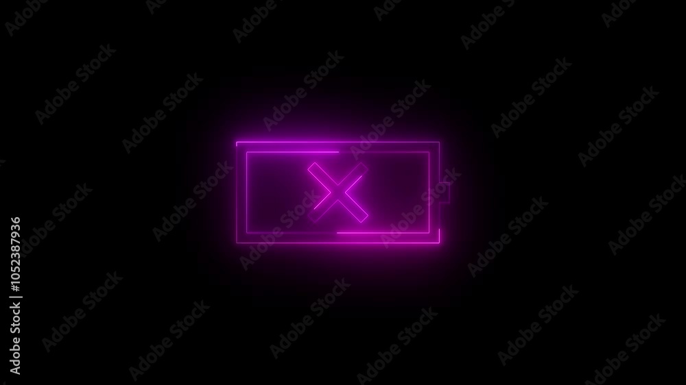 Neon mob battery unknown icon glowing black background animation Neon mob battery unknown icon glowing black background animation