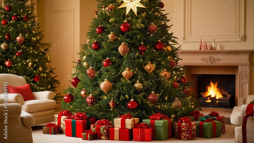 Christmas tree and decorated scenes Christmas tree and decorated scenes
