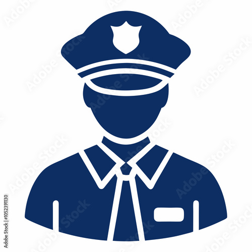 police officer icon vector silhouette on white background