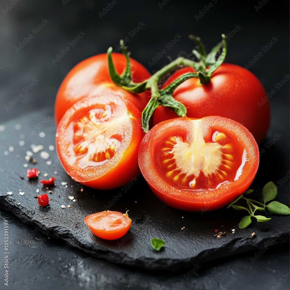 Fresh tomato on black (selective focus) Fresh tomato on black (selective focus)
