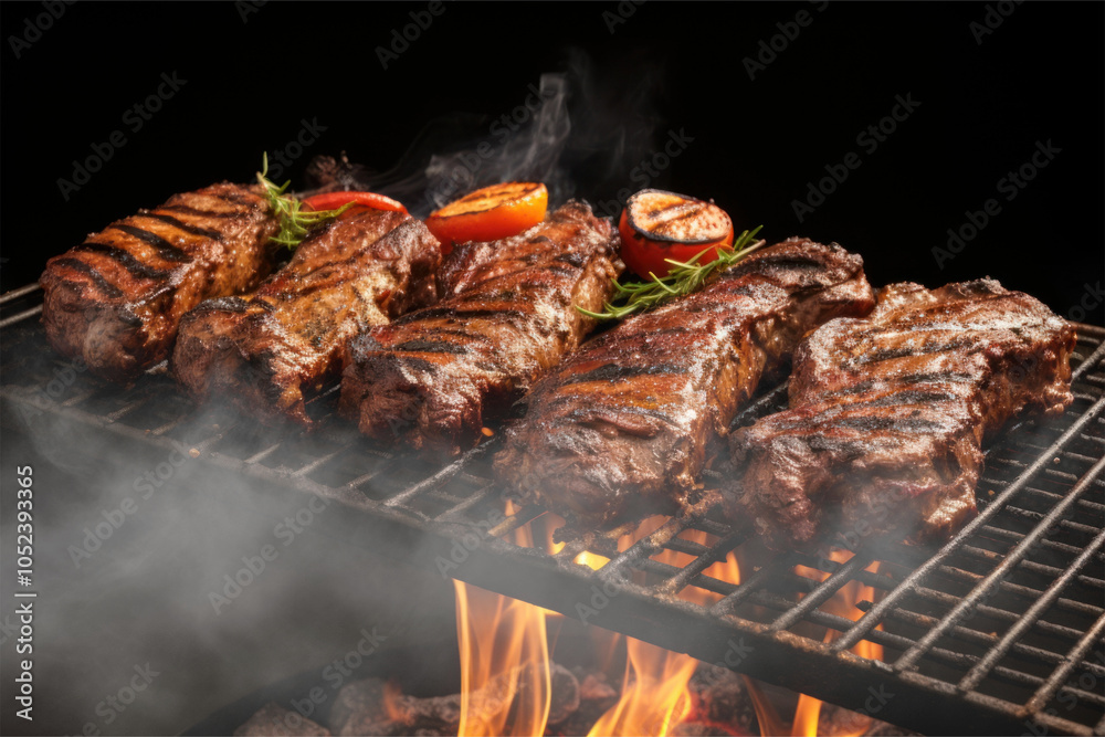 BBQ steak with smoke effect BBQ steak with smoke effect