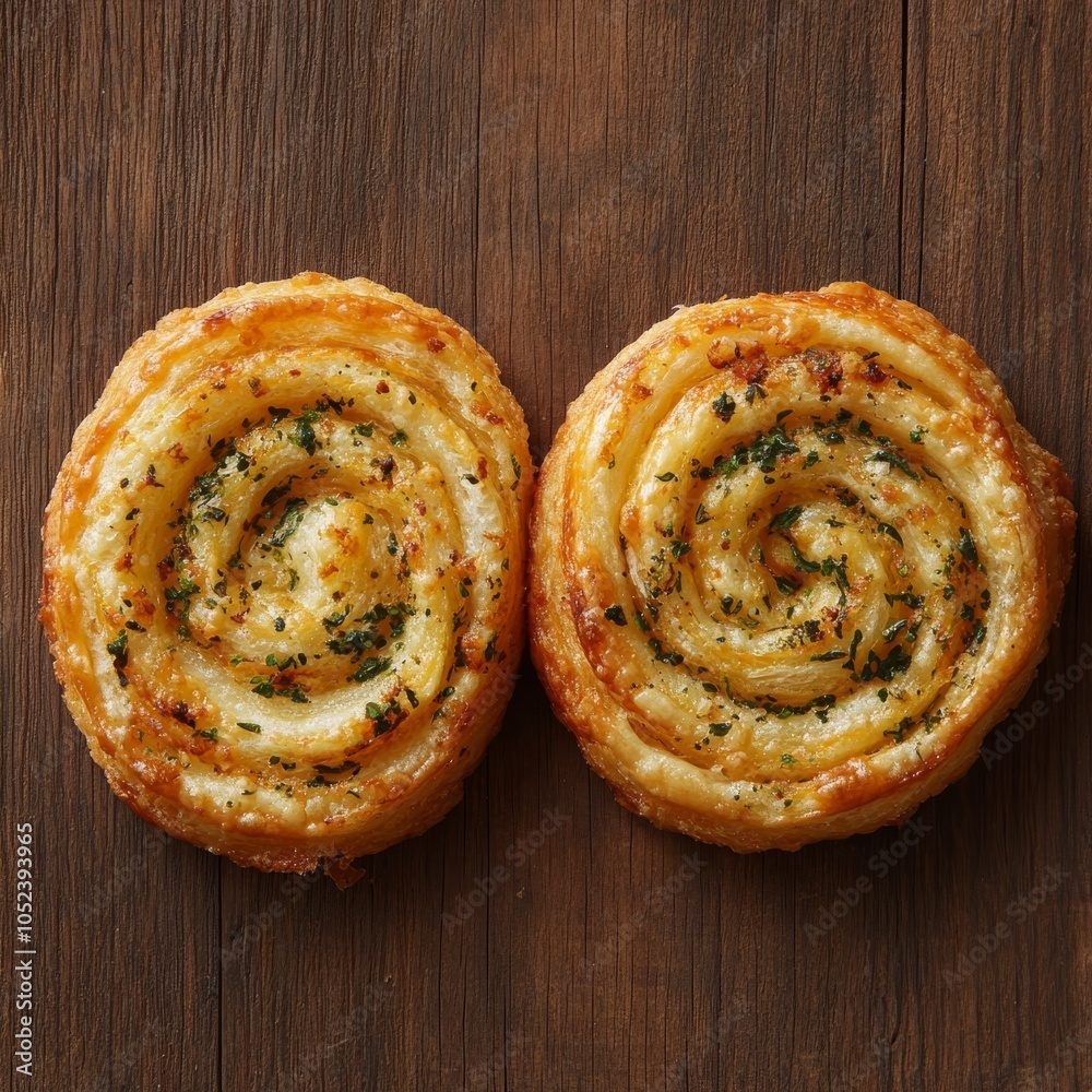 Fototapeta premium Savory cheese palmiers trio on wood