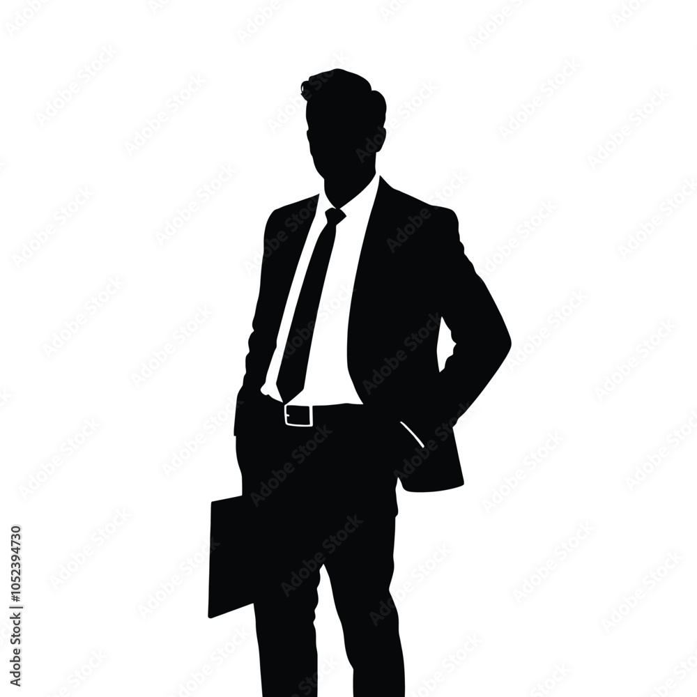 a business man standing pose vector silhouette, black color silhouette, isolated white background a business man standing pose vector silhouette, black color silhouette, isolated white background