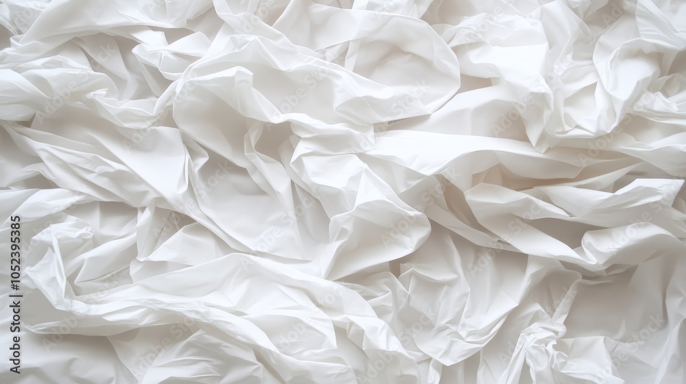 Obraz premium Crumpled white paper background texture, abstract and versatile design element plain