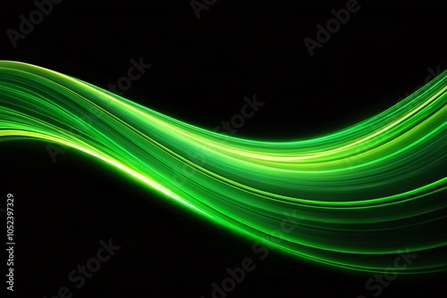 Green Line on Black Abstract Background for Modern Design and Creative Projects