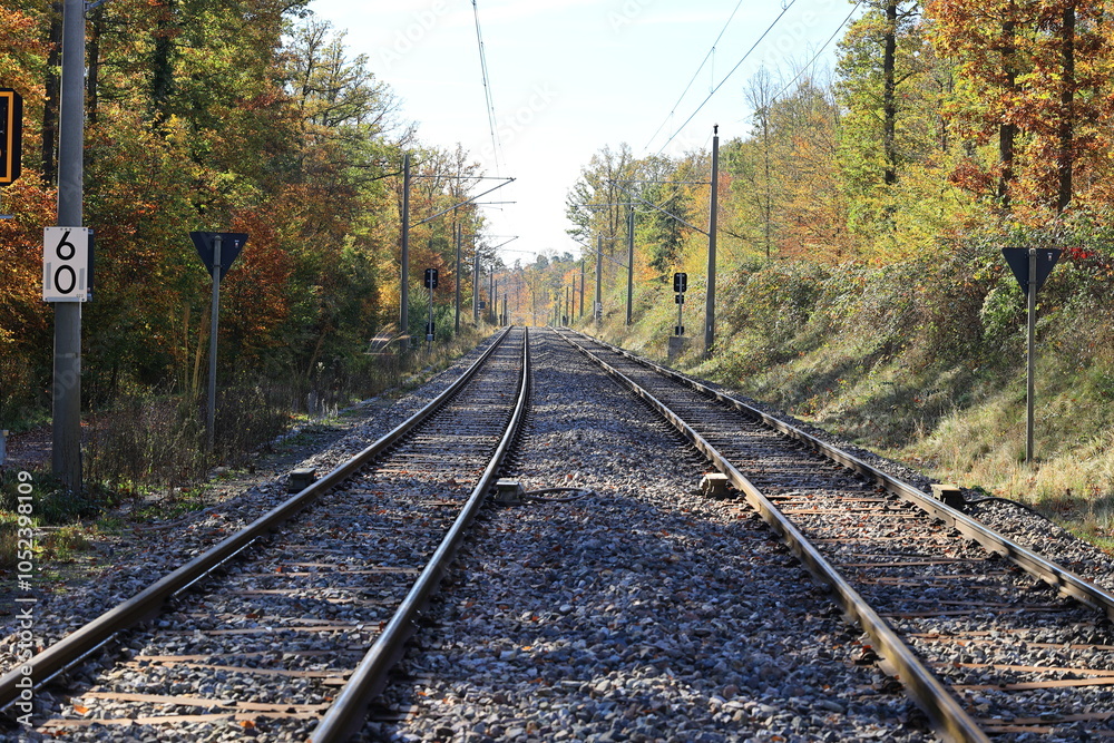 Obraz premium Bahnstrecke zwischen Böblingen und Schönaich