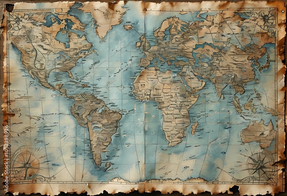 Naklejka premium old map paper