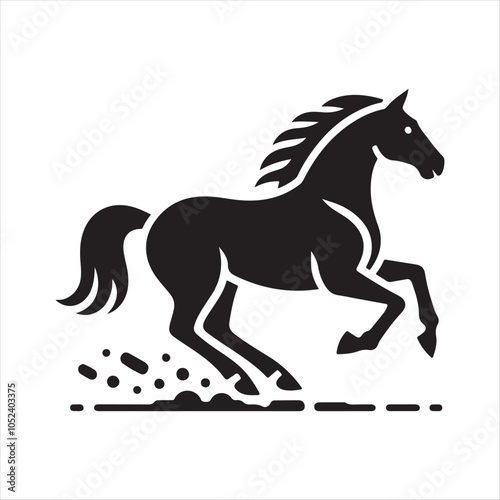 Trotting Horse Silhouette Vector Art Illustration