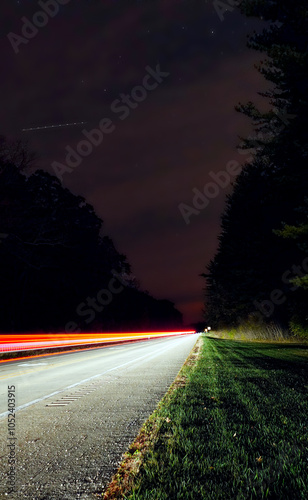 Country highway at night