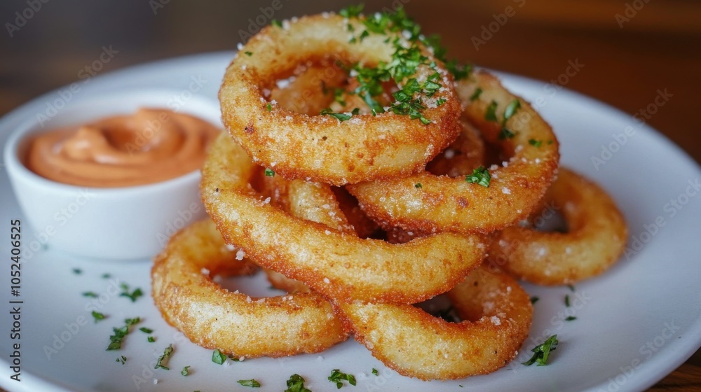 Stack of Golden Curly Fries on a Plate Stack of Golden Curly Fries on a Plate