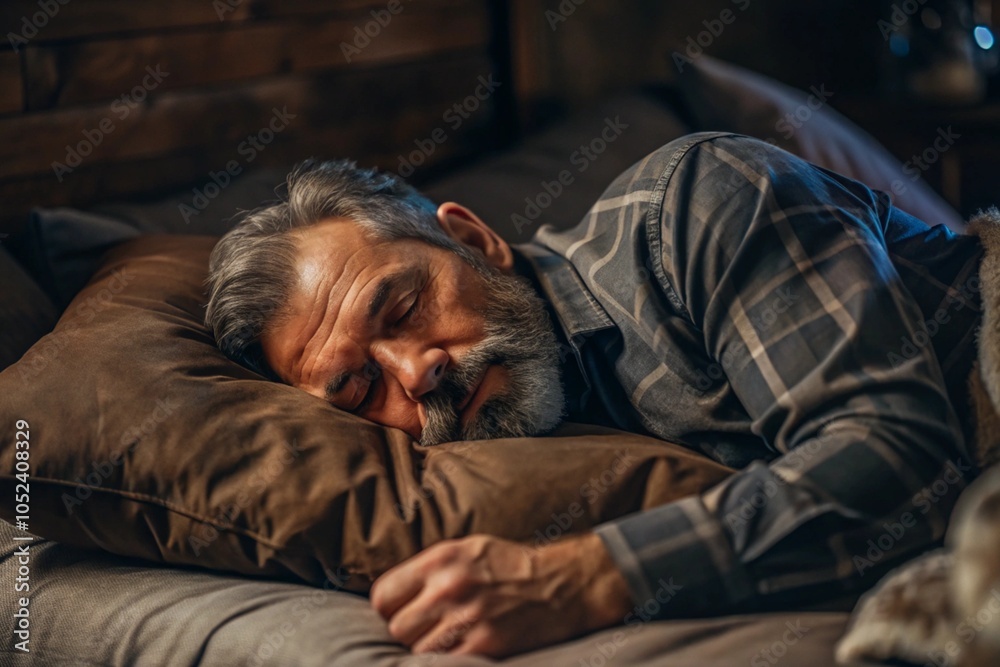 Obraz premium Peaceful Sleeping Man generative ai